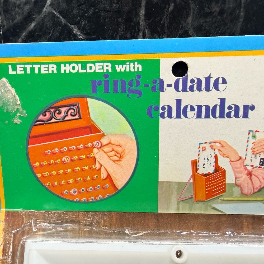 Vintage Letter Holder with Ring-A-Date Calendar - Picture 4 of 13
